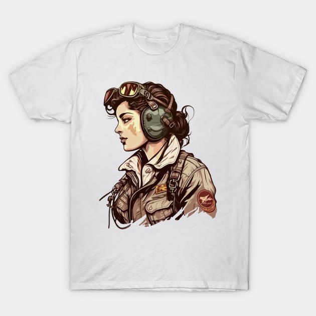 Vintage woman fighter pilot T-Shirt by Scrapitsideways